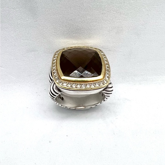 David Yurman Albion 14mm Smoky Quartz Ring with Diamonds and Gold - Picture 10 of 14